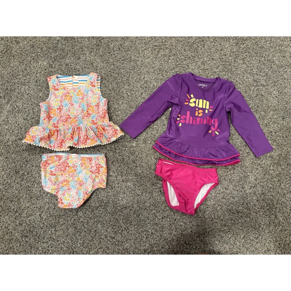 Set Of 2 Swimsuits: Mudpie Reversible Swimsuit And Cat & Jack Sz 3